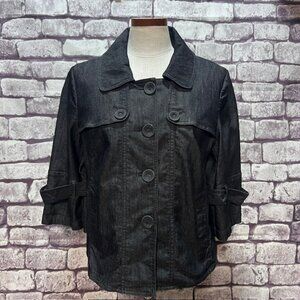 Sandro Black Denim 3/4 Sleeve Jacket Size L